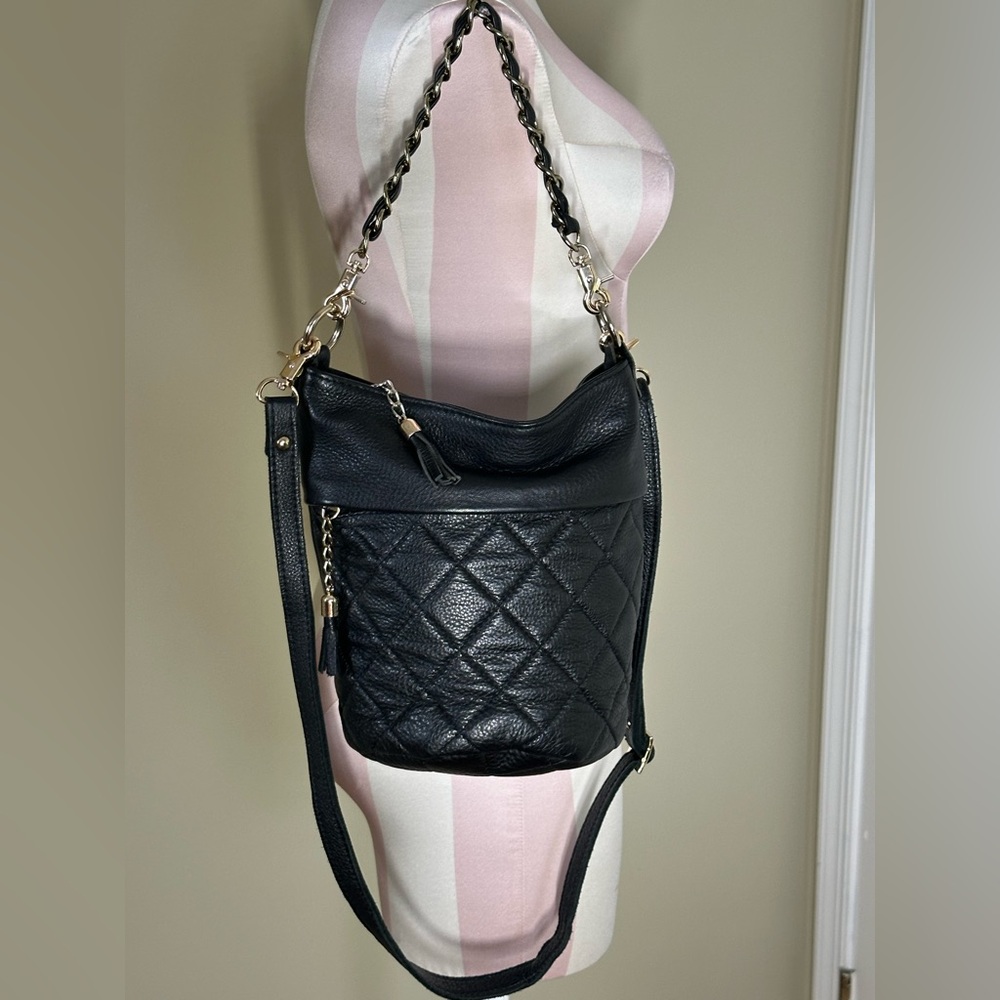 Vegan Leather Bucket Crossbody Handbag Wherever You Go I Will Go With You, Korea